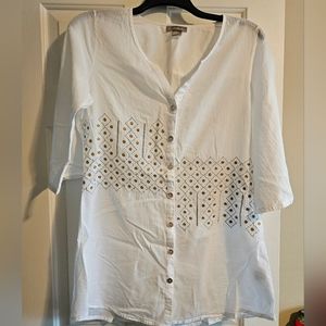 Peppermint Bay Long Button Down Tunic Light Weight